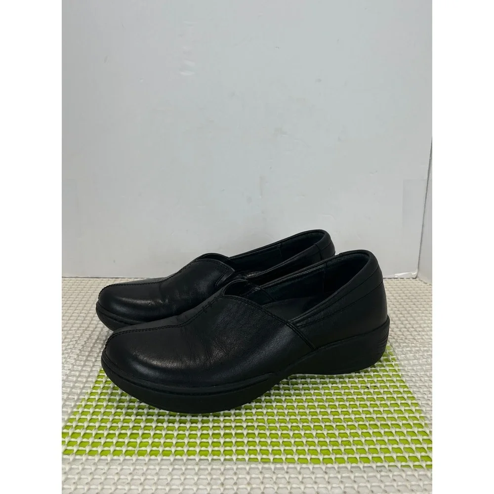 Dansko‎ Slip On Loafers Nurse Wedge Shoes Women's Size 38 7.5-8 Black Leather